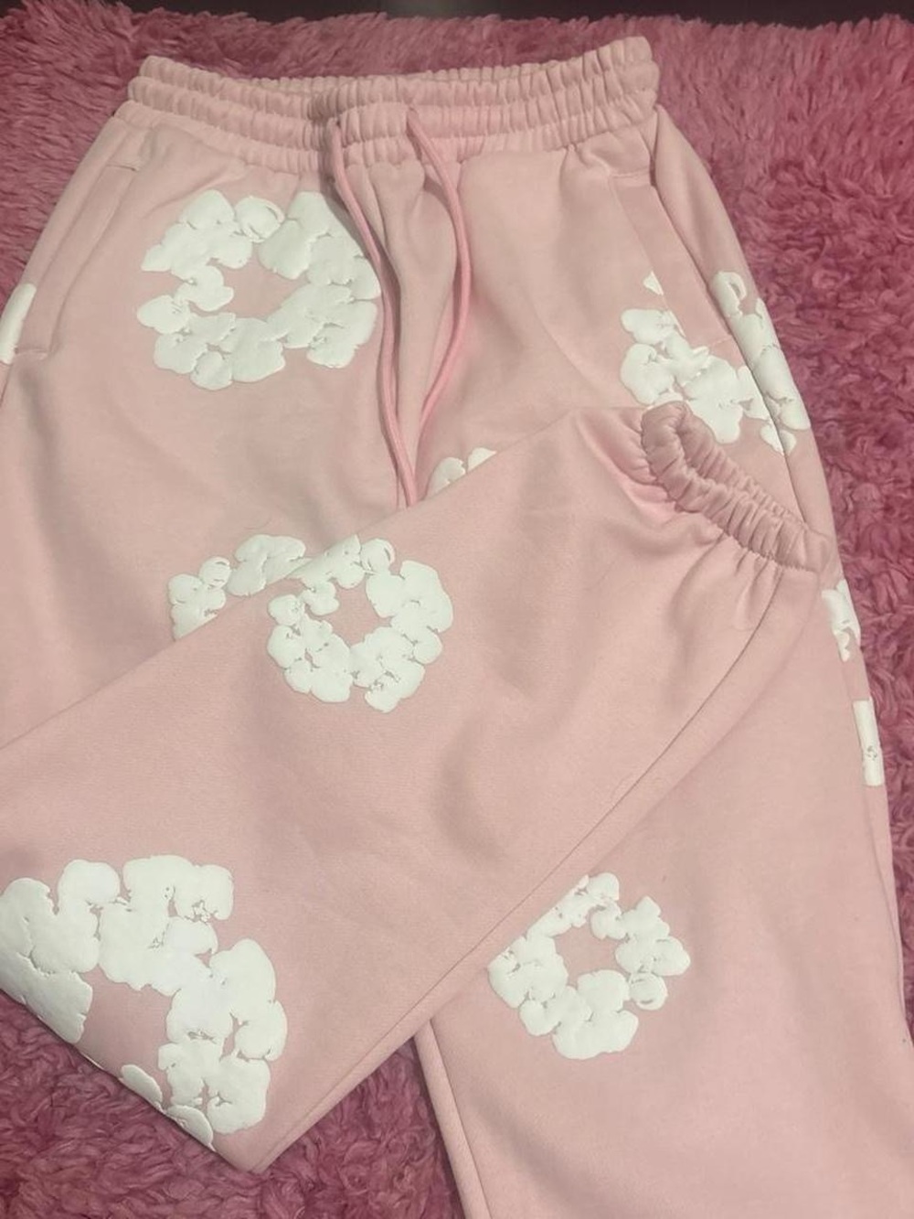 Pink Floral Print Denim Tears Jogger Pants